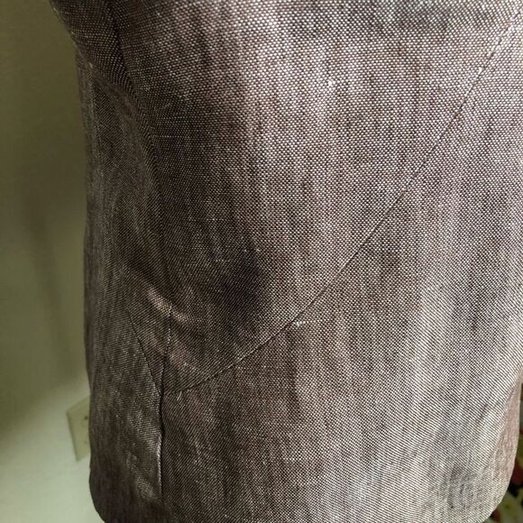 Lafayette 148 Tweedy Brown Linen Three Quarter Sleeve Jacket Career - Picture 3 of 14